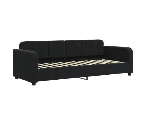Izvelkams Dīvāns Ar Matraci, Melns, 80X200 Cm, Samts Vidaxl