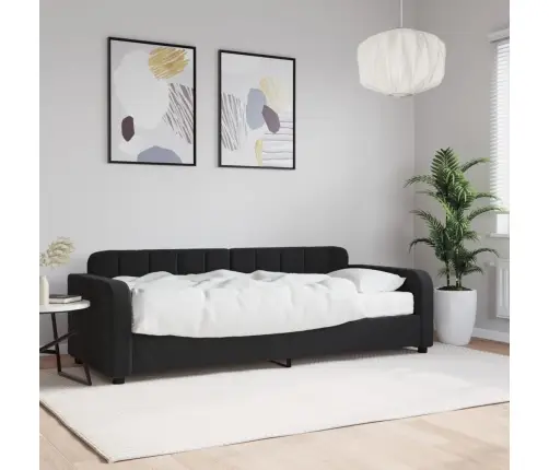 Izvelkams Dīvāns Ar Matraci, Melns, 80X200 Cm, Samts Vidaxl