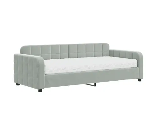Dīvāngulta Ar Matraci, Gaiši Pelēks Samts, 90X200 Cm Vidaxl