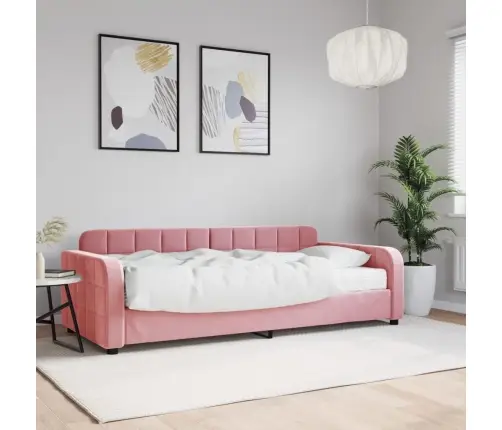 Dīvāngulta Ar Matraci, Rozā Samts, 90X200 Cm Vidaxl
