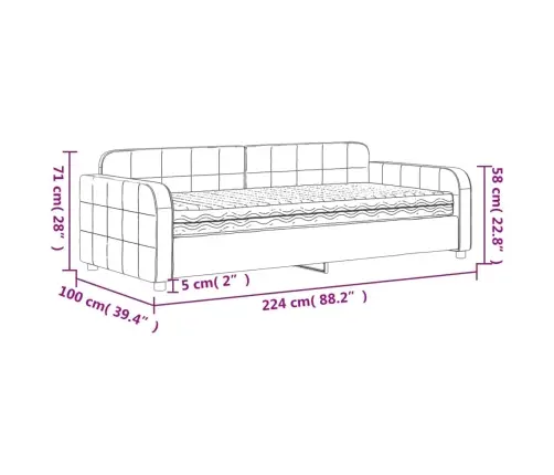 Lova Su Čiužiniu, Juodos Spalvos, 90X200cm Aksomas