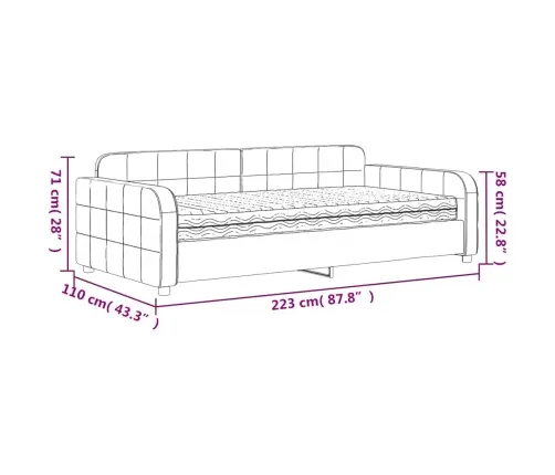 Dīvāngulta Ar Matraci, Tumši Pelēks, 100X200 Cm, Samts Vidaxl