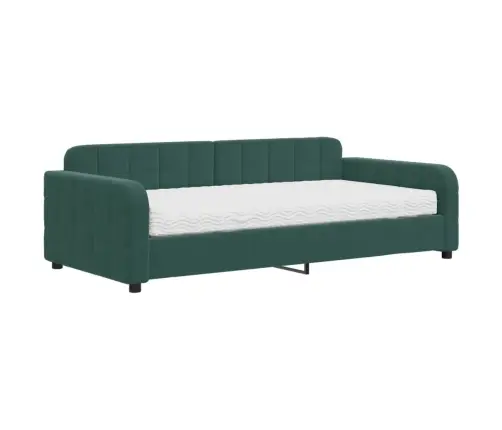 Lova Su Čiužiniu, Tamsiai Žalios Spalvos, 100X200cm Aksomas