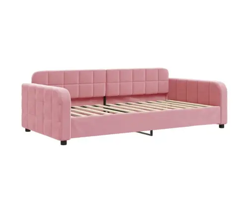 Diivanvoodi Madratsiga, Roosa, 100X200 cm Samet