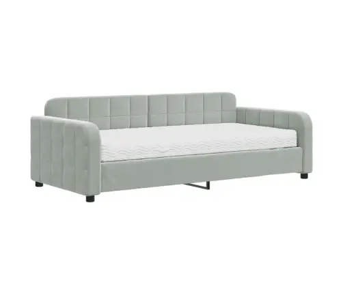 Dīvāngulta Ar Matraci, Gaiši Pelēks Samts, 90X190 Cm Vidaxl