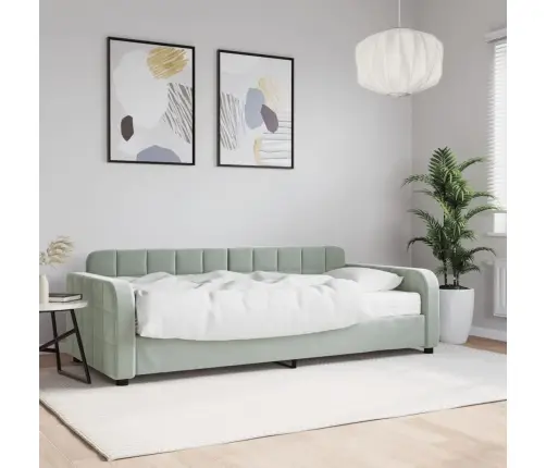 Dīvāngulta Ar Matraci, Gaiši Pelēks Samts, 90X190 Cm Vidaxl