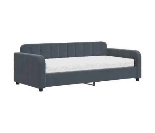 Kušete Ar Matraci Tumši Pelēks 90X190 Cm Velvet Vidaxl