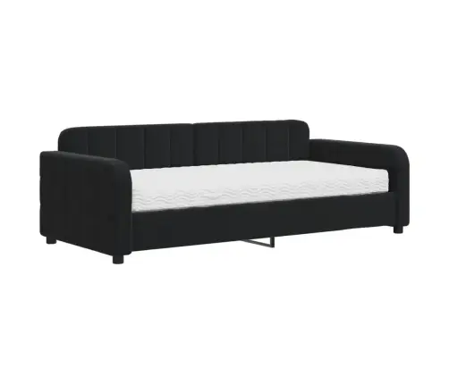 Lova Su Čiužiniu, Juodos Spalvos, 90X190cm Aksomas