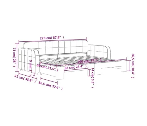 Izvelkams Dīvāns, Zils, 80X200 Cm, Samts Vidaxl