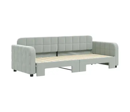 Diivanvoodi Väljatõmmatava Osaga, Helehall, 80X200 cm Samet