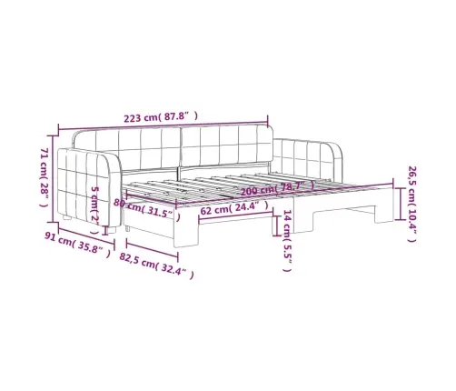 Dīvāngulta Bez Matrača, Tumši Pelēks, 80X200 Cm Vidaxl