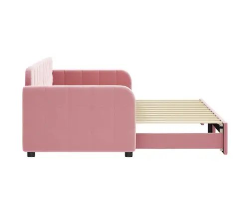 Lova Su Ištraukiama Dalimi, Rožinės Spalvos, 80X200cm Aksomas