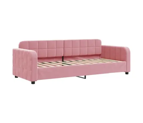 Lova Su Ištraukiama Dalimi, Rožinės Spalvos, 80X200cm Aksomas