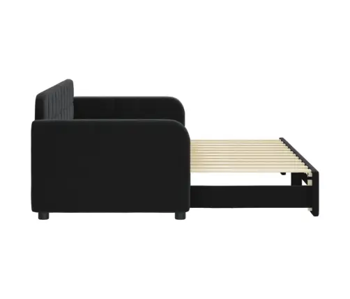 Diivanvoodi Väljatõmmatava Osaga, Must, 80X200 cm Samet