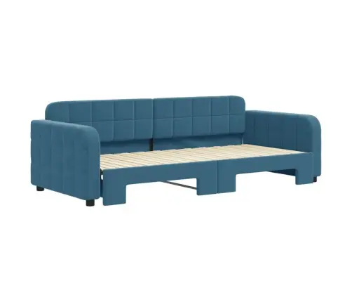 Izvelkams Dīvāns, Zils, 90X200 Cm, Samts Vidaxl