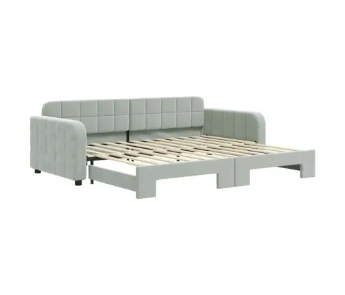 Izvelkams Dīvāns, Gaiši Pelēks, 90X200 Cm, Samts Vidaxl