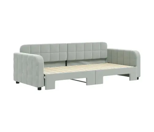 Izvelkams Dīvāns, Gaiši Pelēks, 90X200 Cm, Samts Vidaxl