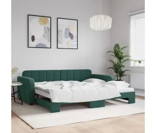 Diivanvoodi Väljatõmmatava Osaga, Tumeroheline, 90X200 Cm Samet Diivanvoodi Väljatõmmatava Osaga, Tumeroheline, 90X200 Cm Samet