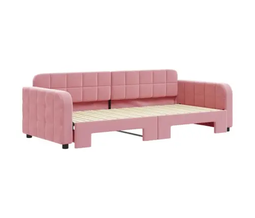 Izvelkams Dīvāns, Rozā, 90X200 Cm, Samts Vidaxl Izvelkams Dīvāns, Rozā, 90X200 Cm, Samts Vidaxl