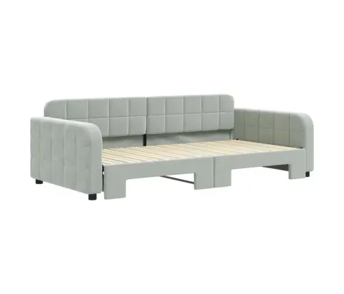 Diivanvoodi Väljatõmmatava Osaga, Helehall, 100X200 cm Samet