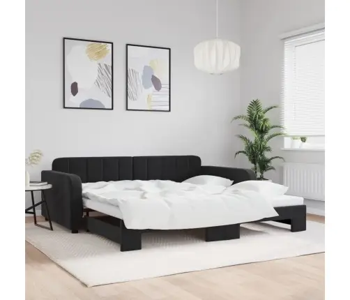 Izvelkams Dīvāns, Melns, 100X200 Cm, Samts Vidaxl