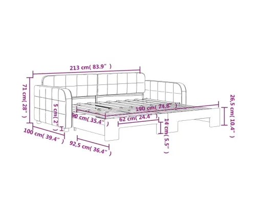 Izvelkams Dīvāns, Melns, 90X190 Cm, Audums Vidaxl