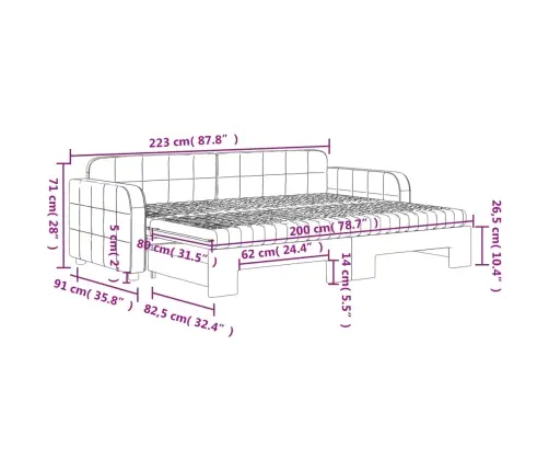 Diivanvoodi Väljatõmmatava Osaga, Sinine, 80X200 cm Samet