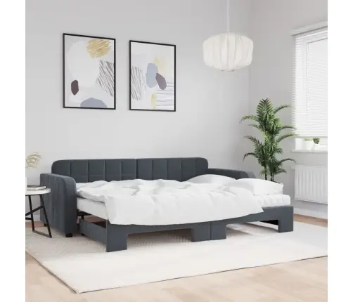 Diivanvoodi Väljatõmmatava Osaga, Tumehall, 80X200 Cm Samet