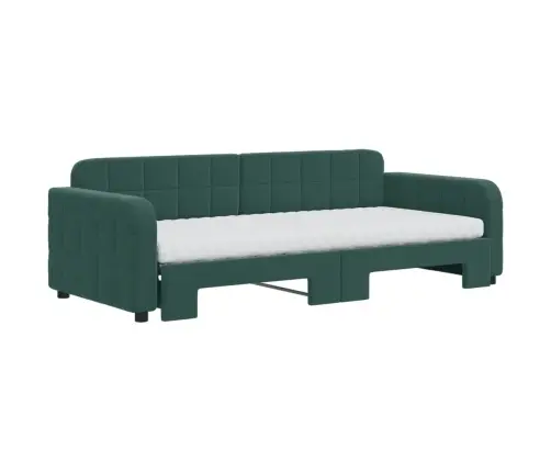 Lova Su Ištraukiama Dalimi/Čiužiniu, Žalia, 90X200cm Aksomas
