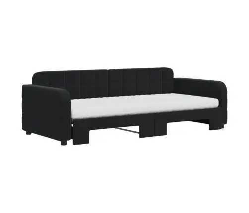 Izvelkams Dīvāns Ar Matraci, Melni, 90X200 Cm, Samts Vidaxl