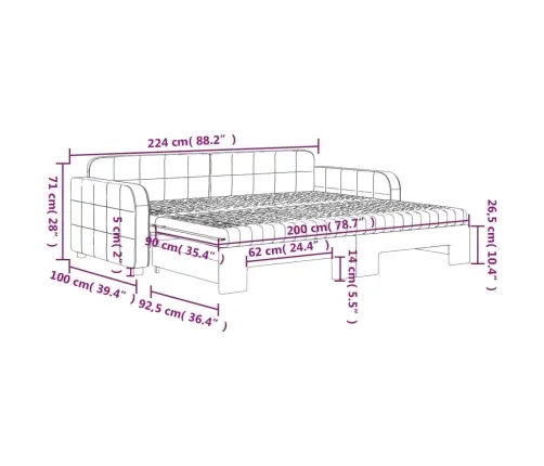 Izvelkams Dīvāns Ar Matraci, Melni, 90X200 Cm, Samts Vidaxl