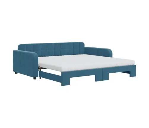 Diivanvoodi Väljatõmmatava Osaga, Sinine, 100X200 cm Samet