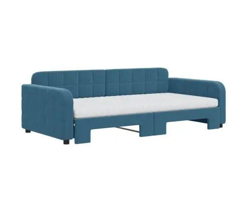 Diivanvoodi Väljatõmmatava Osaga, Sinine, 100X200 cm Samet