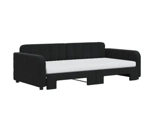 Diivanvoodi Väljatõmmatava Osaga, Must, 100X200 cm Samet