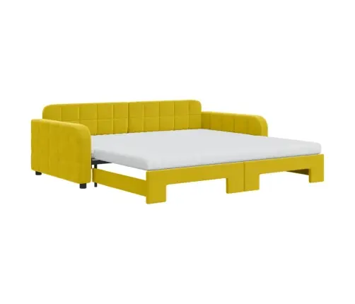 Diivanvoodi Väljatõmmatava Osaga, Kollane, 100X200 cm Samet