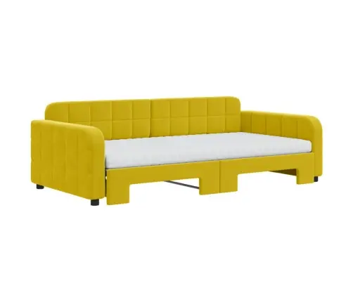 Diivanvoodi Väljatõmmatava Osaga, Kollane, 100X200 cm Samet