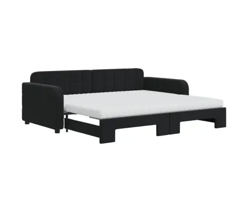 Diivanvoodi Väljatõmmatava Osaga, Must, 90X190 cm Samet