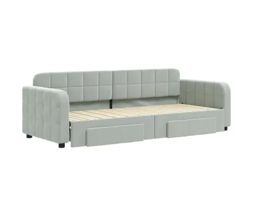 Väljatõmmatav Diivanvoodi, Helehall, 80X200 cm Samet