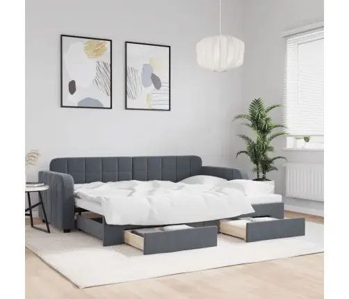 Gulta Ar Atvilktnēm, Bez Matrača, Tumši Pelēks, 80X200 Cm Vidaxl