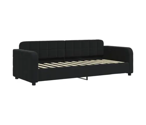 Izvelkams Dīvāns Ar Atvilktnēm, Melns, 80X200 Cm, Samts Vidaxl