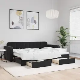 Diivanvoodi Väljatõmmatava Osaga, Must, 80X200 cm Samet
