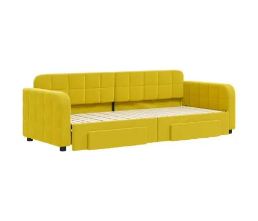 Izvelkams Dīvāns Ar Atvilktnēm, Dzeltens, 80X200 Cm, Samts Vidaxl