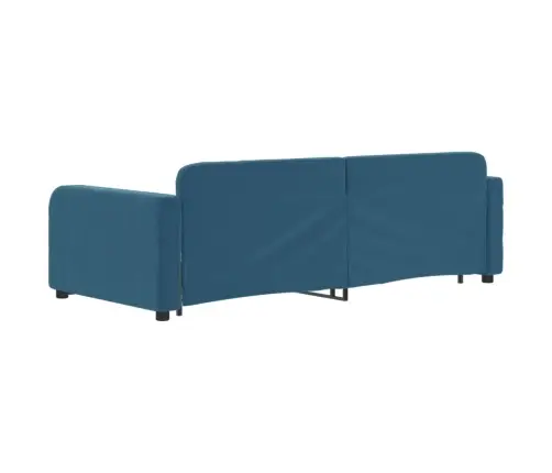 Izvelkams Dīvāns Ar Atvilktnēm, Zils, 90X200 Cm, Samts Vidaxl