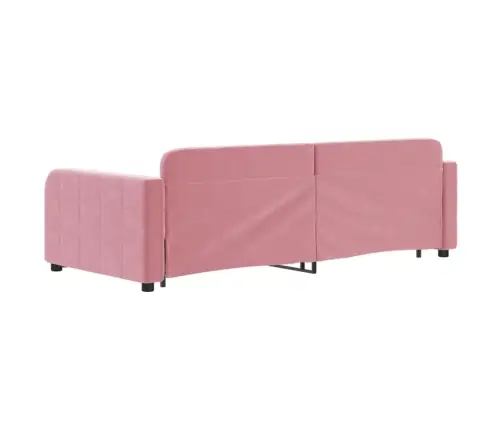 Izvelkams Dīvāns Ar Atvilktnēm, Rozā, 90X200 Cm, Samts Vidaxl