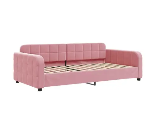 Izvelkams Dīvāns Ar Atvilktnēm, Rozā, 90X200 Cm, Samts Vidaxl