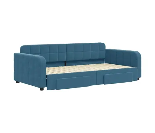 Izvelkams Dīvāns Ar Atvilktnēm, Zils, 100X200 Cm, Samts Vidaxl