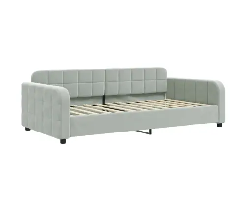 Lova Su Ištraukiama Dalimi/Stalčiais, Pilka, 100X200cm Aksomas