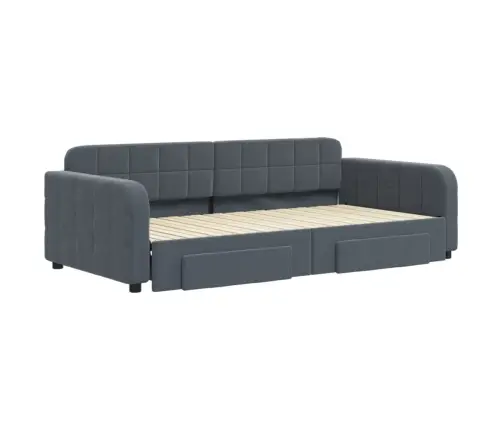 Gulta Ar Atvilktnēm, Bez Matrača, Tumši Pelēks, 100X200 Cm Vidaxl