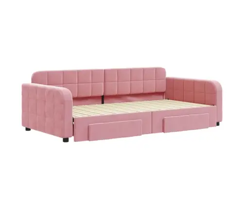 Diivanvoodi Väljatõmmatava Osa Ja Sahtlitega, Roosa, Samet