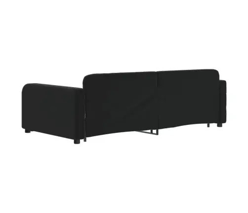 Lova Su Ištraukiama Dalimi/Stalčiais, Juoda, 100X200cm Aksomas